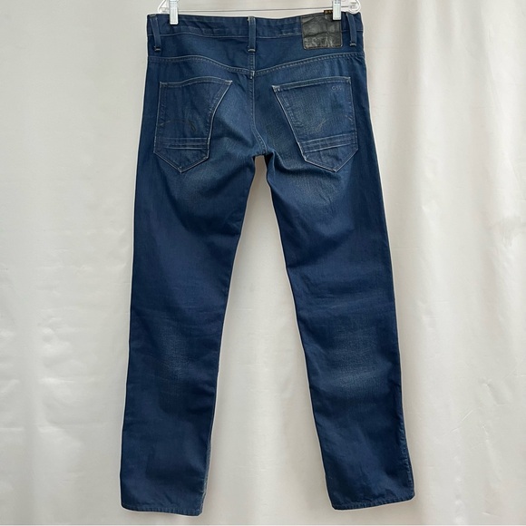 G Star Raw Jeans Men SZ 34 Blue Denim MORRIS Straight Low Wax Coated Button Fly - Picture 2 of 11